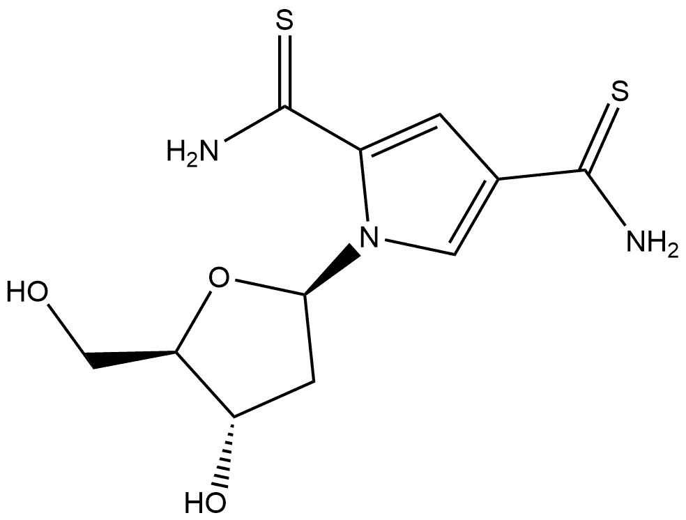 1H-Pyrrole-2,4-dicarbothioamide, 1-(2-deoxy-β-D-erythro-pentofuranosyl)- Structure