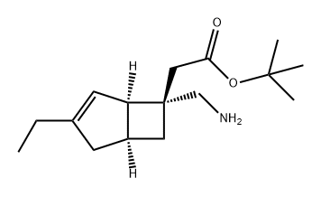 Bicyclo[3.2.0]hept-3-ene-6-acetic acid, 6-(aminomethyl)-3-ethyl-, 1,1-dimethylethyl ester, (1R,5S,6S)- Structure