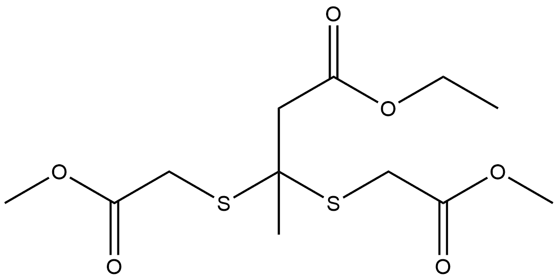3,3-Bis-methoxycarbonylmethylsulfanyl-butyric acid ethyl ester Structure