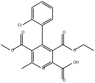 2,3,5-Pyridinetricarboxylic acid, 4-(2-chlorophenyl)-6-methyl-, 3-ethyl 5-methyl ester Structure