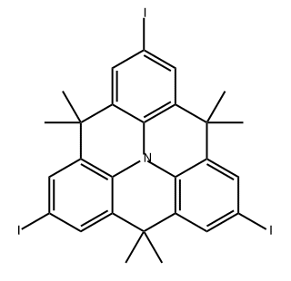 4H,8H,12H-Benzo[1,9]quinolizino[3,4,5,6,7-defg]acridine, 2,6,10-triiodo-4,4,8,8,12,12-hexamethyl- Structure