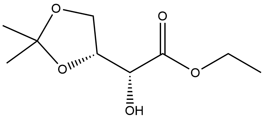 1,3-Dioxolane-4-acetic acid, α-hydroxy-2,2-dimethyl-, ethyl ester, (αR,4R)- Structure