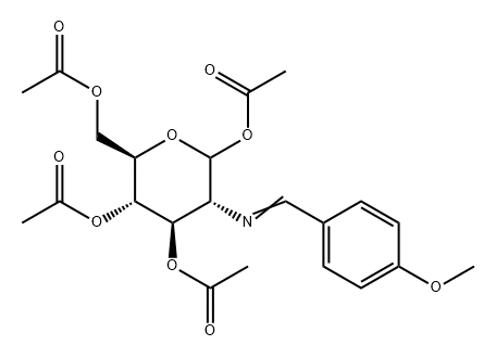 D-Glucopyranose, 2-deoxy-2-[[(4-methoxyphenyl)methylene]amino]-, 1,3,4,6-tetraacetate Structure