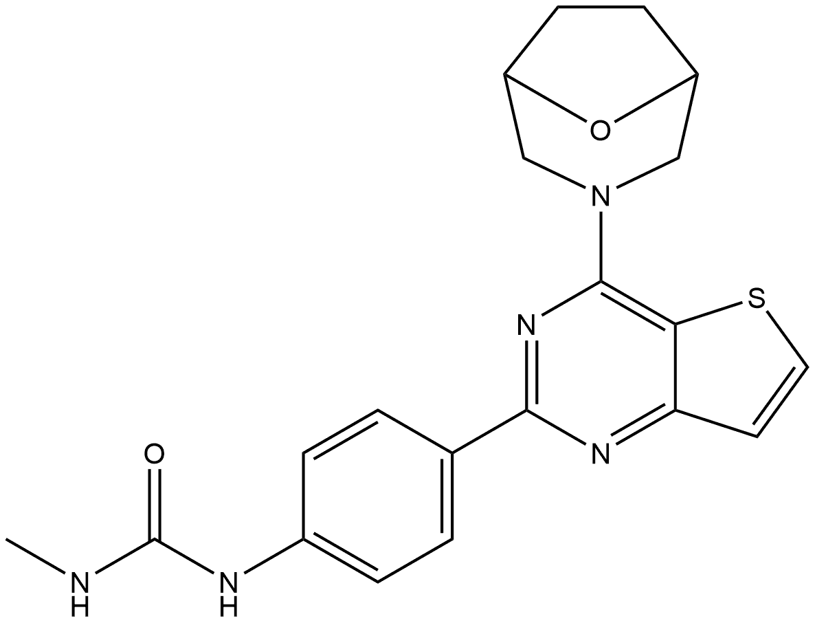 N-Methyl-N′-[4-[4-(8-oxa-3-azabicyclo[3.2.1]oct-3-yl)thieno[3,2-d]pyrimidin-2-yl]phenyl]urea 구조식 이미지