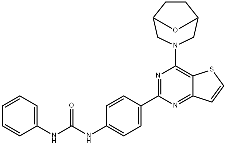 Urea, N-[4-[4-(8-oxa-3-azabicyclo[3.2.1]oct-3-yl)thieno[3,2-d]pyrimidin-2-yl]phenyl]-N'-phenyl- 구조식 이미지