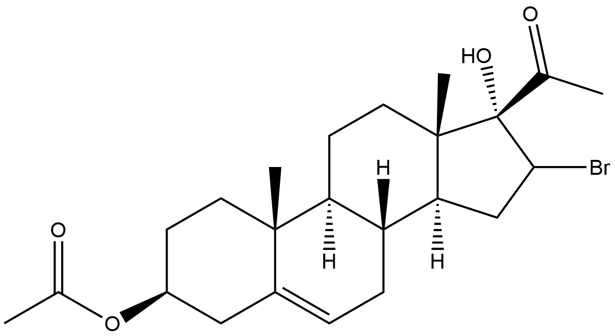 Pregn-5-en-20-one, 3-(acetyloxy)-16-bromo-17-hydroxy-, (3β)- (9CI) 구조식 이미지