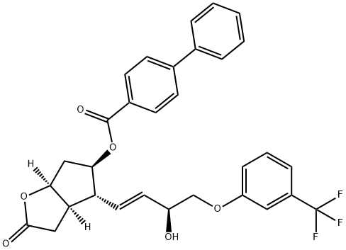 (3aR,4R,5R,6aS)-4-((S,E)-3-hydroxy-4-(3-(trifluoromethyl)phenoxy)but-1-enyl)-2-oxohexahydro-2H-cyclopenta[b]furan-5-yl biphenyl-4-carboxylate Structure