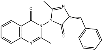 3-(4-Benzylidene-2-methyl-5-oxo-4,5-dihydro-1H-imidazol-1-yl)-2-ethylquinazolin-4(3H)-one 구조식 이미지