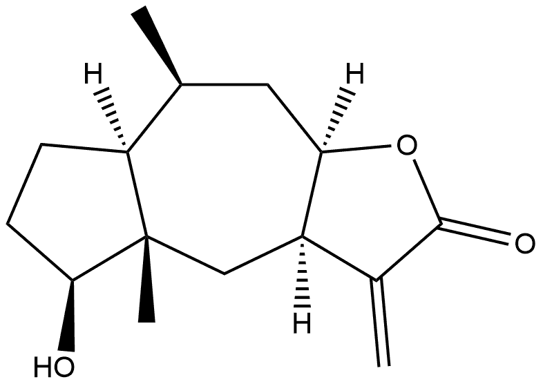 Azuleno[6,5-b]furan-2(3H)-one, decahydro-5-hydroxy-4a,8-dimethyl-3-methylene-, [3aR-(3aα,4aβ,5β,7aα,8β,9aα)]- (9CI) 구조식 이미지