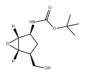 Carbamic acid, N-[(1R,2S,4S,5S)-4-(hydroxymethyl)-6-oxabicyclo[3.1.0]hex-2-yl]-, 1,1-dimethylethyl ester Structure