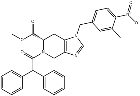 1H-Imidazo[4,5-c]pyridine-6-carboxylic acid, 5-(diphenylacetyl)-4,5,6,7-tetrahydro-1-[(3-methyl-4-nitrophenyl)methyl]-, methyl ester, (6S)- (9CI) Structure