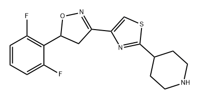 Piperidine, 4-[4-[5-(2,6-difluorophenyl)-4,5-dihydro-3-isoxazolyl]-2-thiazolyl]- Structure