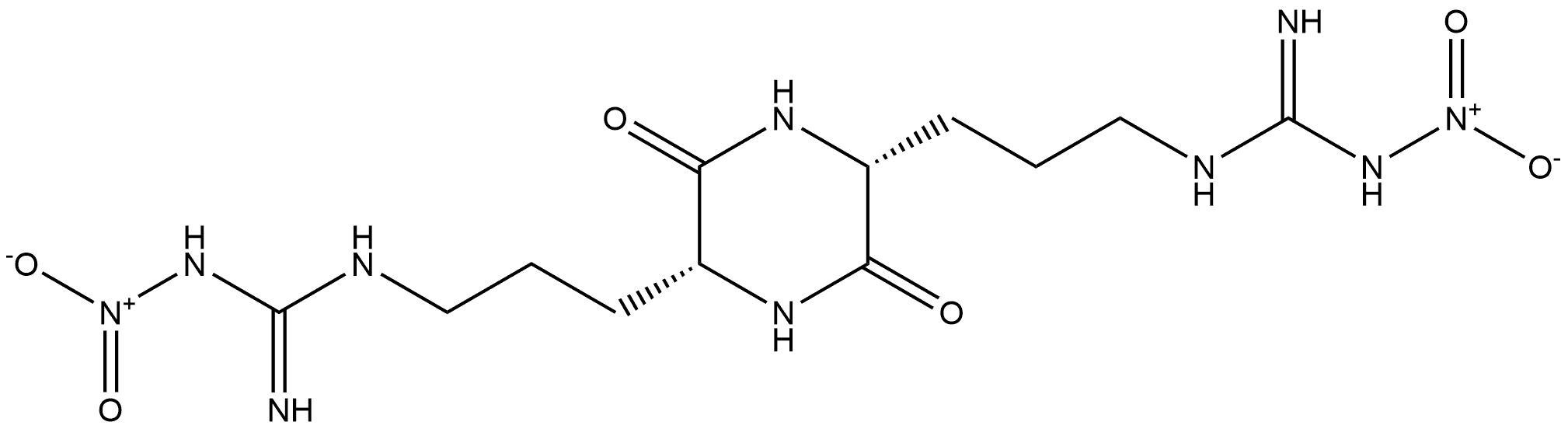 Guanidine, N,N'''-[(3,6-dioxo-2,5-piperazinediyl)di-3,1-propanediyl]bis[N'-nitro-, (3S-cis)- (9CI) Structure