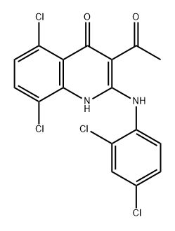 4(1H)-Quinolinone, 3-acetyl-5,8-dichloro-2-[(2,4-dichlorophenyl)amino]- Structure