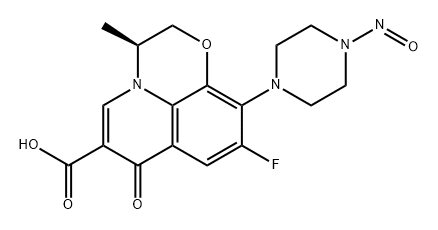 7H-Pyrido[1,2,3-de]-1,4-benzoxazine-6-carboxylic acid, 9-fluoro-2,3-dihydro-3-methyl-10-(4-nitroso-1-piperazinyl)-7-oxo-, (3S)- 구조식 이미지