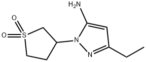 1H-Pyrazol-5-amine, 3-ethyl-1-(tetrahydro-1,1-dioxido-3-thienyl)- Structure