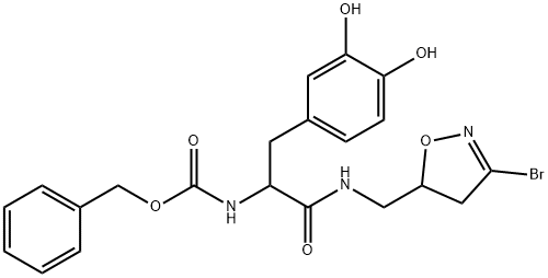 Carbamic acid, [2-[[(3-bromo-4,5-dihydro-5-isoxazolyl)methyl]amino]-1-[(3,4-dihydroxyphenyl)methyl]-2-oxoethyl]-, phenylmethyl ester (9CI) Structure