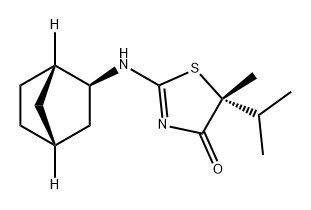 4(5H)-Thiazolone, 2-[(1S,2S,4R)-bicyclo[2.2.1]hept-2-ylamino]-5-methyl-5-(1-methylethyl)-, (5R)- Structure