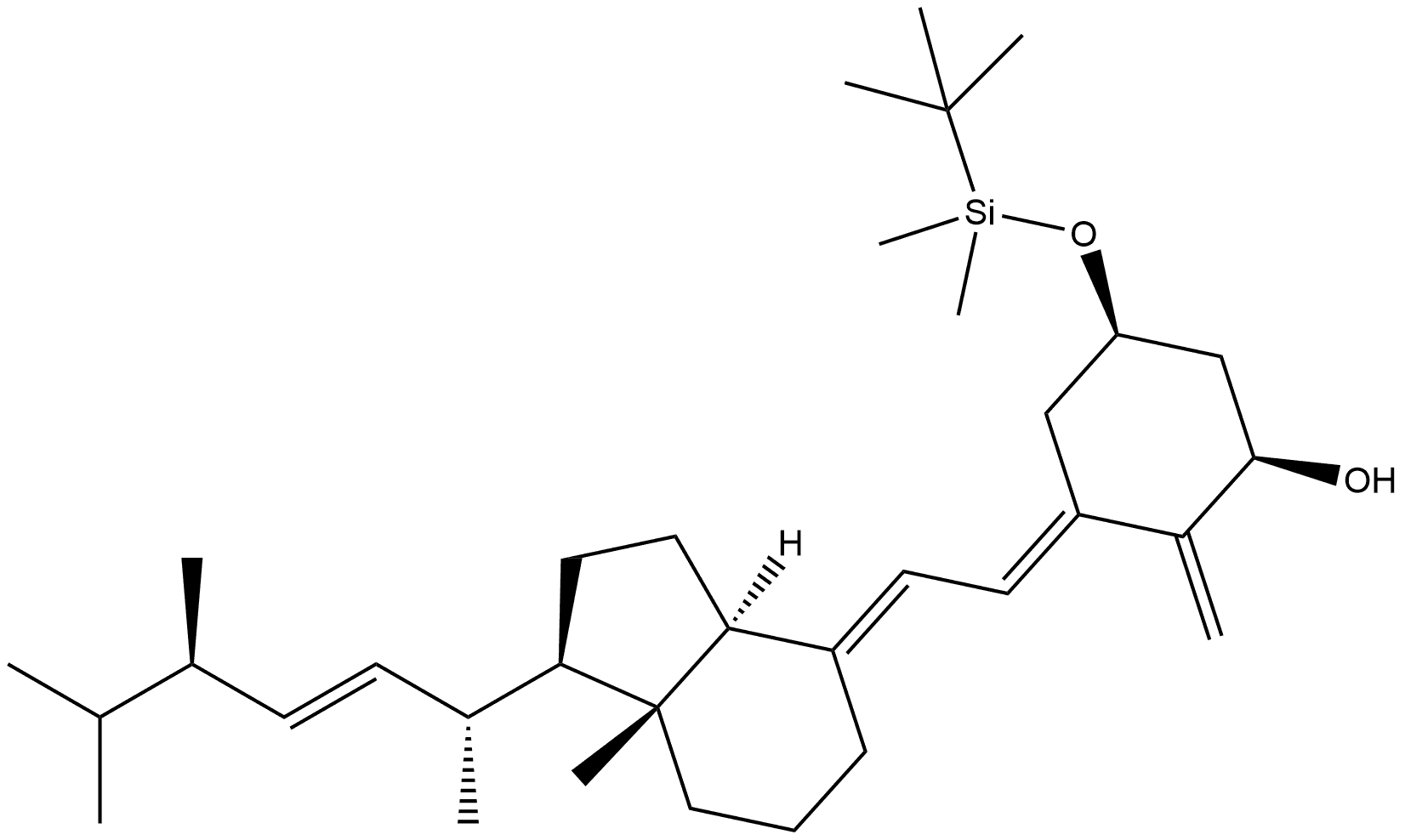 9,10-Secoergosta-5,7,10(19),22-tetraen-1-ol, 3-[[(1,1-dimethylethyl)dimethylsilyl]oxy]-, (1β,3β,5E,7E,22E)- (9CI) 구조식 이미지