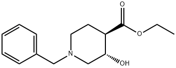 4-?Piperidinecarboxylic acid, 3-?hydroxy-?1-?(phenylmethyl)?-?, ethyl ester, (3S,?4R)?- Structure