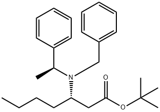 tert-butyl (S)-3-(benzyl((S)-1-phenylethyl)amino)heptanoate Structure