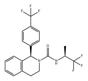 2(1H)-Isoquinolinecarboxamide, 3,4-dihydro-N-[(1S)-2,2,2-trifluoro-1-methylethyl]-1-[4-(trifluoromethyl)phenyl]-, (1R)- Structure