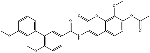 [1,1'-Biphenyl]-3-carboxamide, N-[7-(acetyloxy)-8-methoxy-2-oxo-2H-1-benzopyran-3-yl]-3',6-dimethoxy- 구조식 이미지