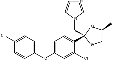 1H-1,2,4-Triazole, 1-[[(2S,4S)-2-[2-chloro-4-(4-chlorophenoxy)phenyl]-4-methyl-1,3-dioxolan-2-yl]methyl]- Structure