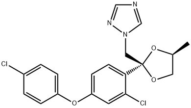 1H-1,2,4-Triazole, 1-[[(2R,4S)-2-[2-chloro-4-(4-chlorophenoxy)phenyl]-4-methyl-1,3-dioxolan-2-yl]methyl]- Structure