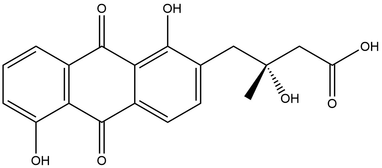 2-Anthracenebutanoic acid, 9,10-dihydro-β,1,5-trihydroxy-β-methyl-9,10-dioxo-, (βR)- Structure