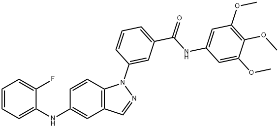 Benzamide, 3-[5-[(2-fluorophenyl)amino]-1H-indazol-1-yl]-N-(3,4,5-trimethoxyphenyl)- Structure