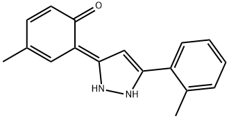 2,4-Cyclohexadien-1-one, 6-[1,2-dihydro-5-(2-methylphenyl)-3H-pyrazol-3-ylidene]-4-methyl-, (6E)- Structure