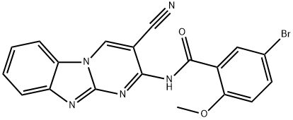 5-bromo-N-{12-cyano-1,8,10-triazatricyclo[7.4.0.0^{2,7}]trideca-2(7),3,5,8,10,12-hexaen-11-yl}-2-methoxybenzamide Structure