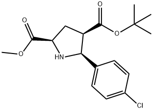 2,4-Pyrrolidinedicarboxylic acid, 5-(4-chlorophenyl)-, 4-(1,1-dimethylethyl) 2-methyl ester, (2R,4R,5S)- Structure