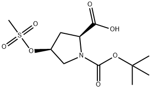 1,2-Pyrrolidinedicarboxylic acid, 4-[(methylsulfonyl)oxy]-, 1-(1,1-dimethylethyl) ester, (2S,4S)- Structure