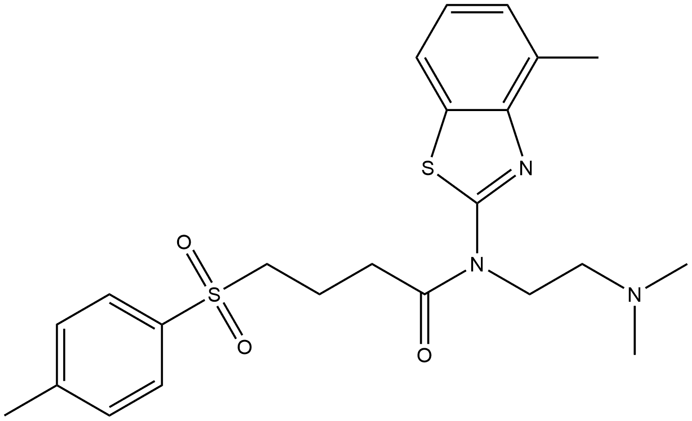 N-(2-(Dimethylamino)ethyl)-N-(4-methylbenzo[d]thiazol-2-yl)-4-tosylbutanamide Structure