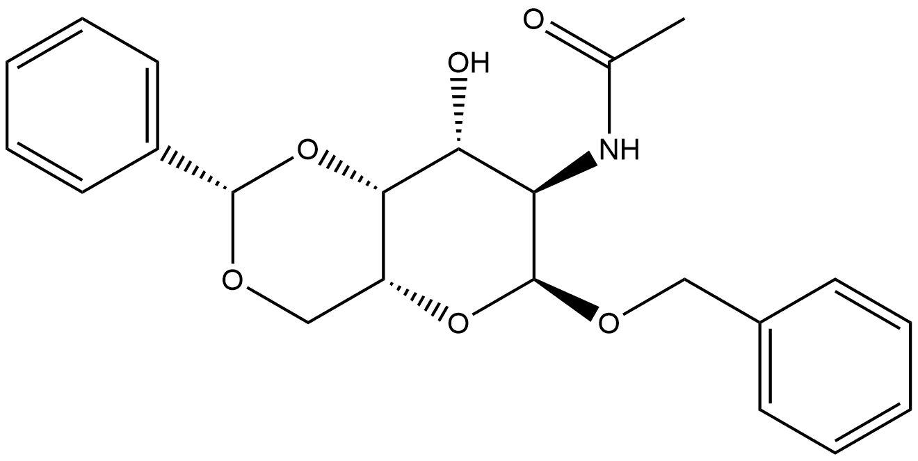 α-D-Galactopyranoside, phenylmethyl 2-(acetylamino)-2-deoxy-4,6-O-[(S)-phenylmethylene]- Structure