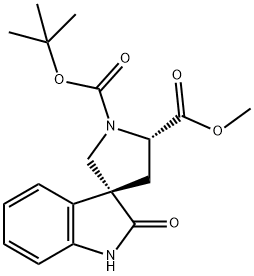 Spiro[3H-indole-3,3'-pyrrolidine]-1',5'-dicarboxylic acid, 1,2-dihydro-2-oxo-, 1'-(1,1-dimethylethyl) 5'-methyl ester, (3R,5'S)- 구조식 이미지