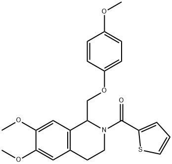 (6,7-Dimethoxy-1-((4-methoxyphenoxy)methyl)-3,4-dihydroisoquinolin-2(1H)-yl)(thiophen-2-yl)methanone Structure