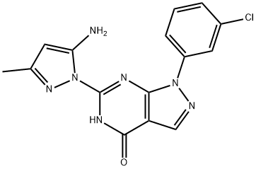 6-(5-Amino-3-methyl-1H-pyrazol-1-yl)-1-(3-chlorophenyl)-1H,4H,5H-pyrazolo[3,4-d]pyrimidin-4-one Structure