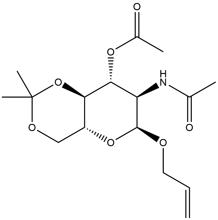 α-D-Glucopyranoside, 2-propen-1-yl 2-(acetylamino)-2-deoxy-4,6-O-(1-methylethylidene)-, 3-acetate Structure