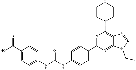 Benzoic acid, 4-[[[[4-[3-ethyl-7-(4-morpholinyl)-3H-1,2,3-triazolo[4,5-d]pyrimidin-5-yl]phenyl]amino]carbonyl]amino]- 구조식 이미지