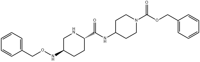 1-Piperidinecarboxylic acid, 4-[[[(2S,5R)-5-[(phenylmethoxy)amino]-2-piperidinyl]carbonyl]amino]-, phenylmethyl ester Structure