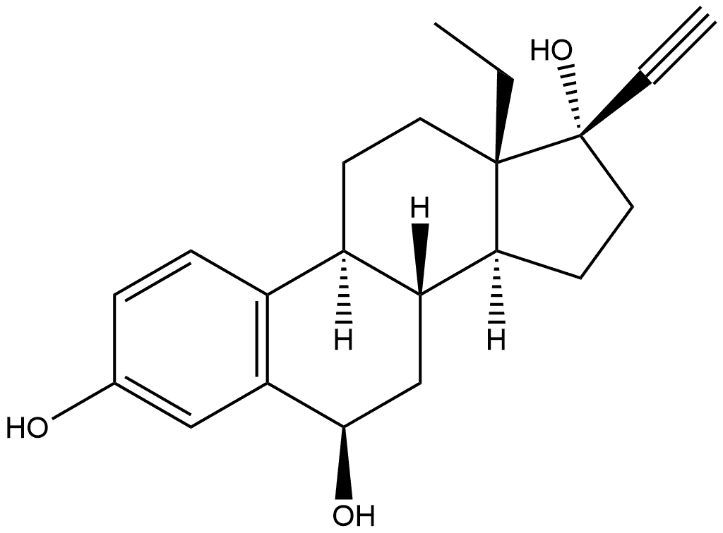 18,19-Dinorpregna-1,3,5(10)-trien-20-yne-3,6,17-triol, 13-ethyl-, (6β,17α)- Structure