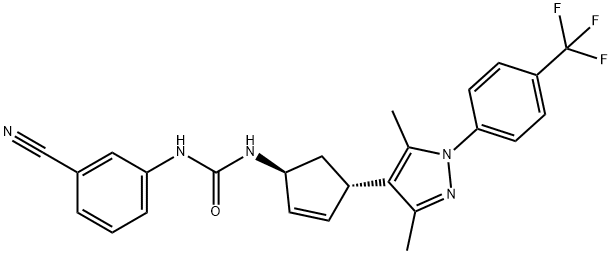 1-(3-Cyanophenyl)-3-((1S,4S)-4-(3,5-dimethyl-1-(4-(trifluoromethyl)phenyl)-1H-pyrazol-4-yl)cyclopent-2-en-1-yl) Urea Structure