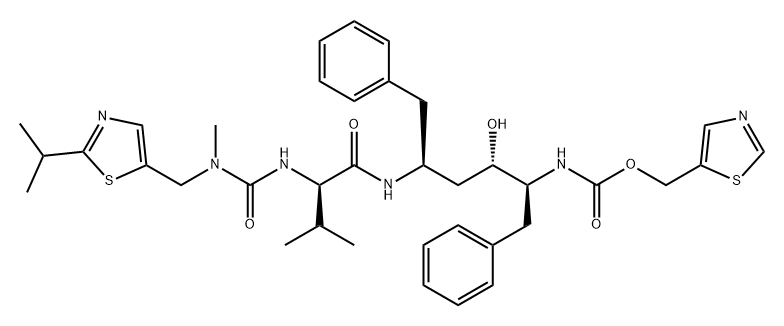 2,7,10,12-Tetraazatridecanoic acid, 4-hydroxy-12-methyl-9-(1-methylethyl)-13-[2-(1-methylethyl)-5-thiazolyl]-8,11-dioxo-3,6-bis(phenylmethyl)-, 5-thiazolylmethyl ester, (3S,4S,6S,9R)- Structure