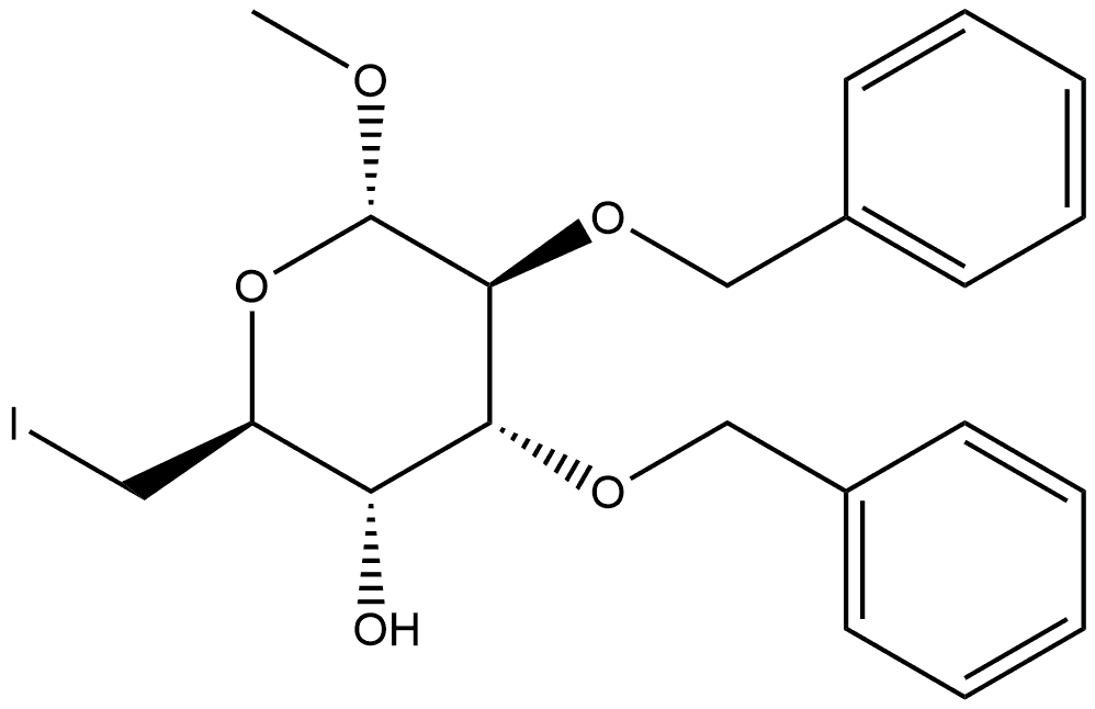 α-D-Altropyranoside, methyl 6-deoxy-6-iodo-2,3-bis-O-(phenylmethyl)- Structure