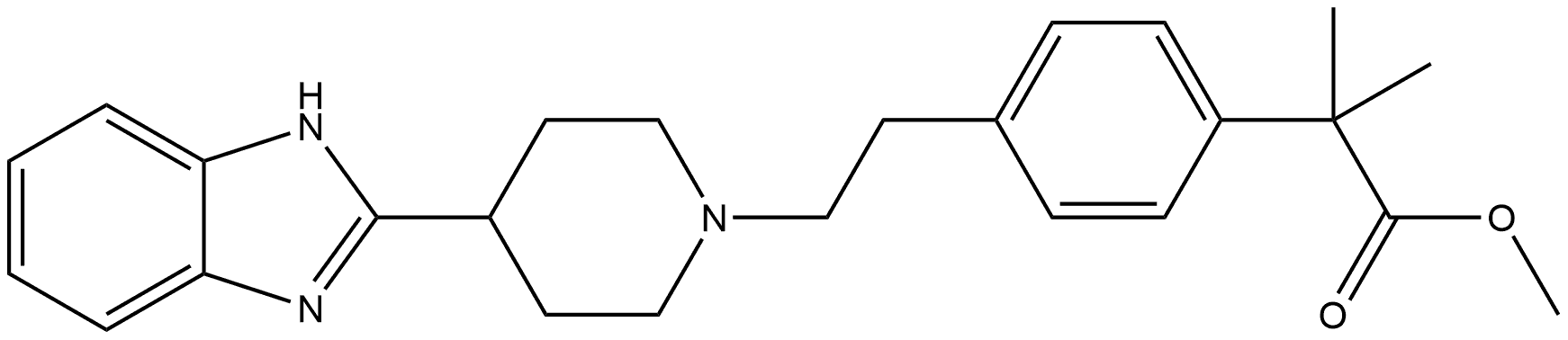 Benzeneacetic acid, 4-[2-[4-(1H-benzimidazol-2-yl)-1-piperidinyl]ethyl]-α,α-dimethyl-, methyl ester 구조식 이미지