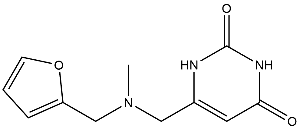 2,4(1H,3H)-Pyrimidinedione, 6-[[(2-furanylmethyl)methylamino]methyl]- Structure