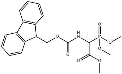 Acetic acid, 2-(dimethoxyphosphinyl)-2-[[(9H-fluoren-9-ylmethoxy)carbonyl]amino]-, methyl ester 구조식 이미지